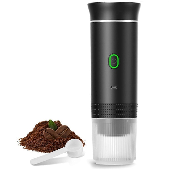 Elektrisk Bærbar Espressomaskin Kaffemaskin for Camping Svart