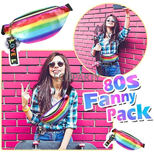 80-tals kostymtillbehör set med Fanny Packfishnet-handskar Benvärmare Tutu-kjolar för kvinnor Flickor 80-talsdräkter med retrotema