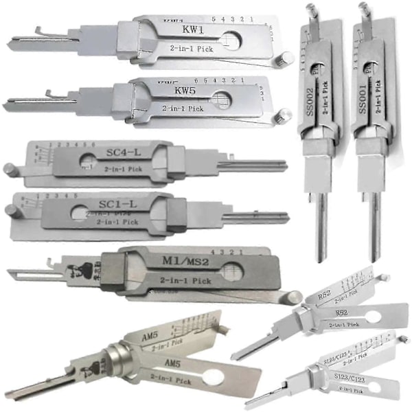 2-i-1 Lishi-verktøy for SC1 SC4 KW1 KW5 AM5 M1/MS2 ss001 NSN14 CY24V.2 FO38 GM37 GM39