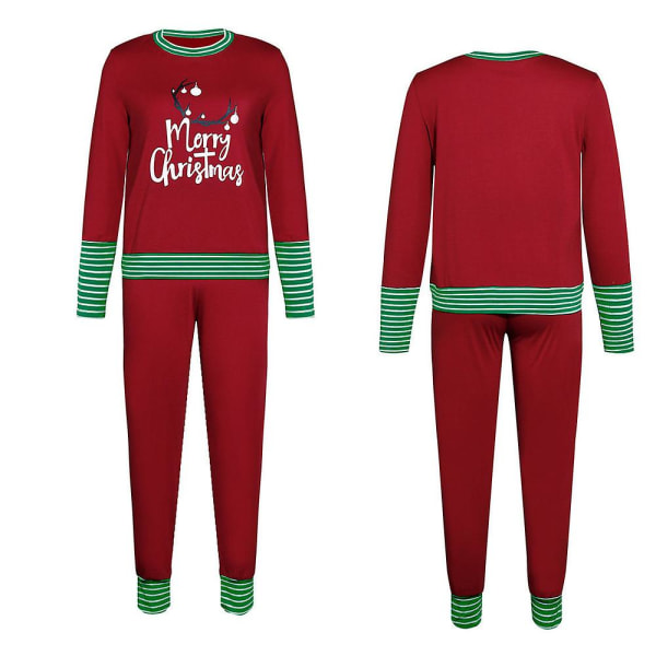 Jul Kvinders Brev trykt Langærmet Pyjamas Sæt Jul Pyjamas Lounge Wear Sæt Red 3XL