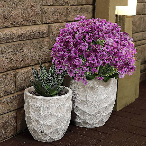 Konstgjorda Blommor Utomhus 20 Buntar Konstgjorda Växter UV-beständiga Falska Växter för Utomhusbruk Veranda Lila