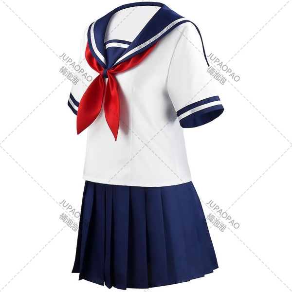 Yandere Simulator Ayano Aishi Cosplay Kostumer Spil Anime Piger Jk Uniform Outfit Sømand T-shirt med nederdel Sorte parykker Sæt Fest M