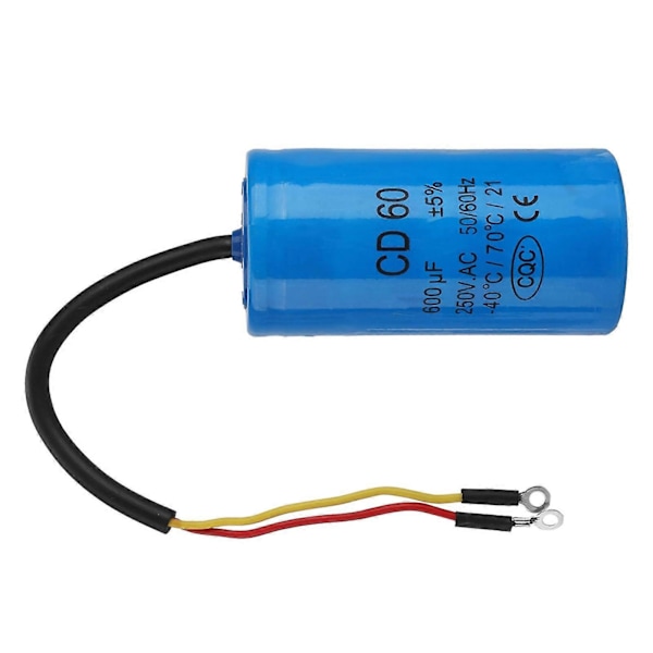 CD60 Startkondensator 600uF 250V AC til Luftkompressormotor 50/60Hz med Ledningsføring
