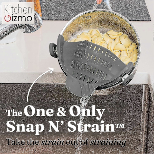 Kitchen Gizmo Snap N Strain Gryde Si Og Pasta Si - Justerbar Silikone Clip-On Si Til Gryder, Pander Og Skåle - Køkken Dørslag, Kitch