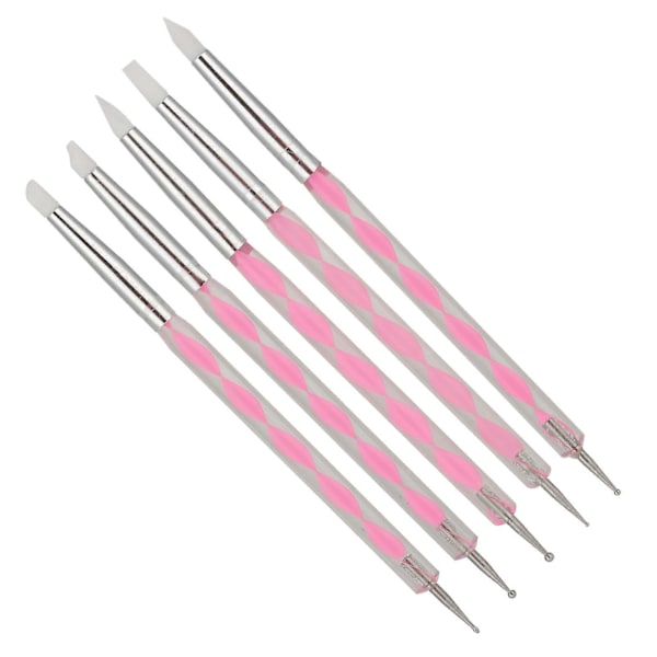 Neglekunst Dotting Penn Sett med 5 Dobbeltsidige DIY Skjæreverktøy med Akrylhåndtak i Rosa