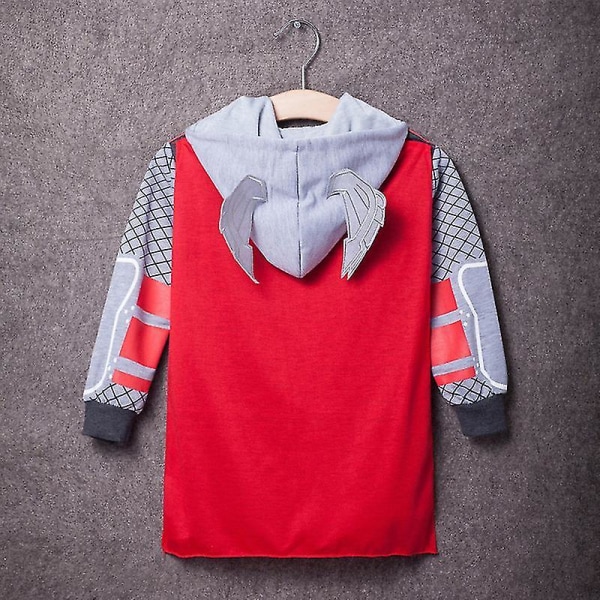 Barn Pojkar Superhjälte Spiderman Iron Man Jacka Kappa Zip Up Hoodie Cosplay kostym Grey Thor 4-5 Years