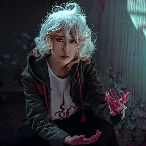 Nagito Komaeda Cosplay-asu, lukiopuku, halloween-asut ja -paita miehille, naisille L