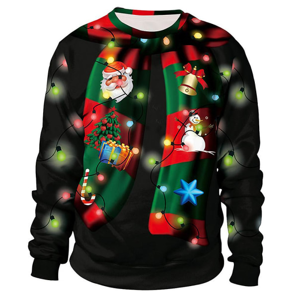 Par Jul 3d Nyhet Print Genser Uformell Langermet Genser Genser Kvinner Menn Julefest Ugly Funny Topper style 2 XL