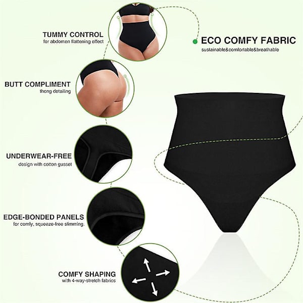 Højtaljet mavekontroltrusser Kvinder String-trusseformer Slankende Undertøj Butt Lifter Maveformende Cincher Brief Body Shaper Beige M