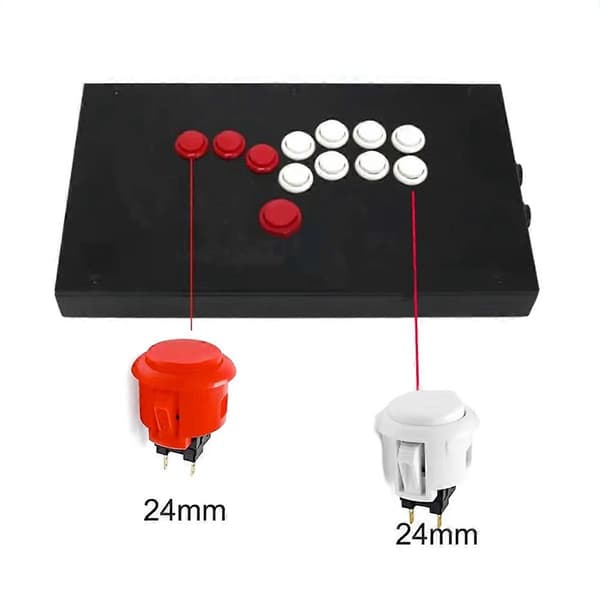 10 stk. Arcade Knapper 24mm Responsive Arcade Knapper Hvid