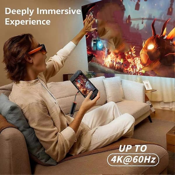 Universal 4K60Hz USB C-adapter til Switch 2/1, telefon, tablet, Steam Deck - Tilslut til VITURE, RayNeo, AR-briller