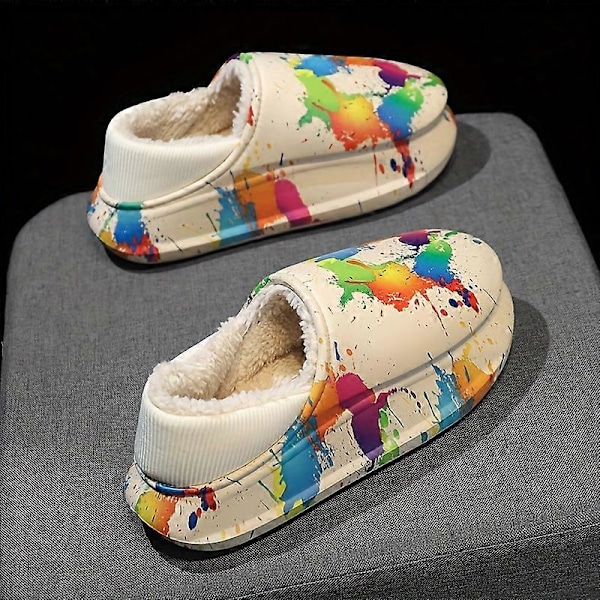 Nye modeller Herre Bløde Plys Hygge Hjemmesko, Skridsikre Tyksålede Slip-on Sko Med Fuzzy Foring Og Elastisk Åbning Til Indendørs Udendørs Gåture, Au