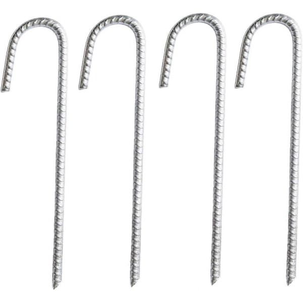 Förpackning med 4 Kraftiga J-formade Armeringsjärnsankare - för Partytält, Lusthus, Hoppborgar, Tält, Trampoliner, Studs, Camping, Fotbollsmål