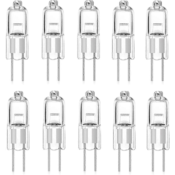 G4 Bi-pin Base Halogenpærer, 12V DC 12V Lavspenning 10W G4 Halogenpærer Klar Kapsel, Varmhvit 2800K (Pakke med 10) QYRoadWolf