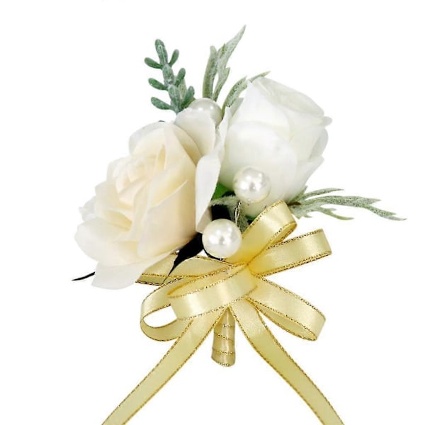 Silkeblomst Bryllup Brud Corsage Brudgom Boutonniere Knaphulsnål