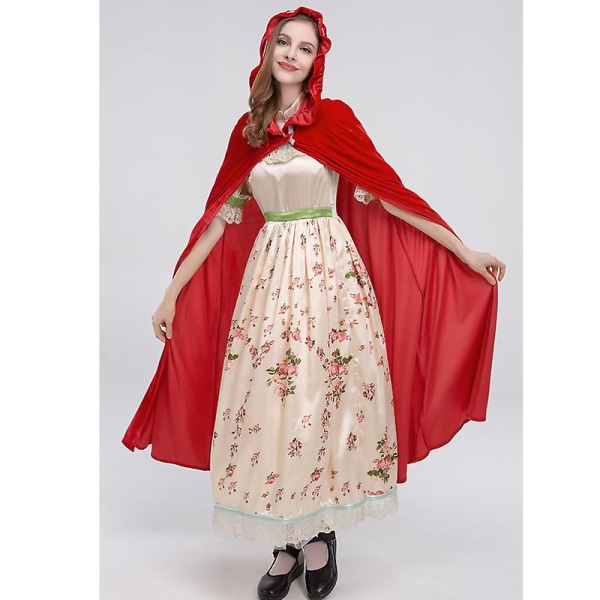 Carnival Halloween Rödluva För Kvinna Kostym Deluxe lång mantel Spooktacular Outfit Cosplay Fancy Party Dress Red XL