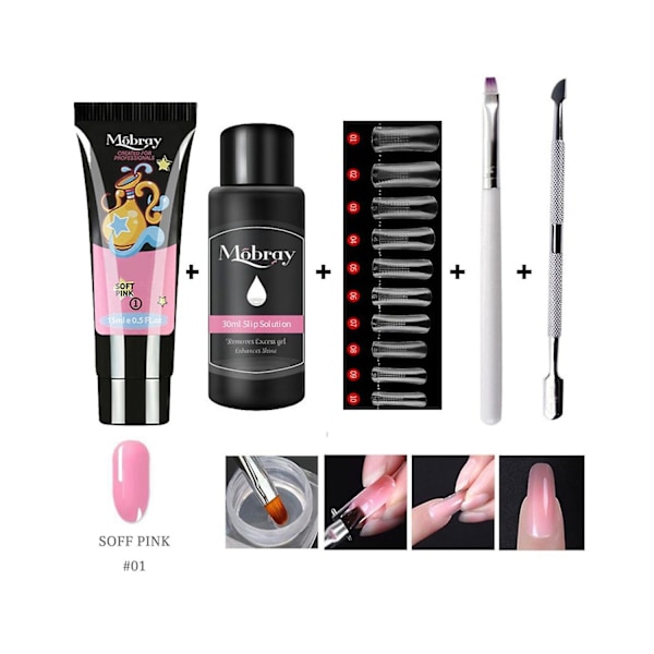 Manikyrset 15ml Nagellim Nagelformar Terapipenna Stålpusher Rengöring DIY Nagelkonst Byggsats