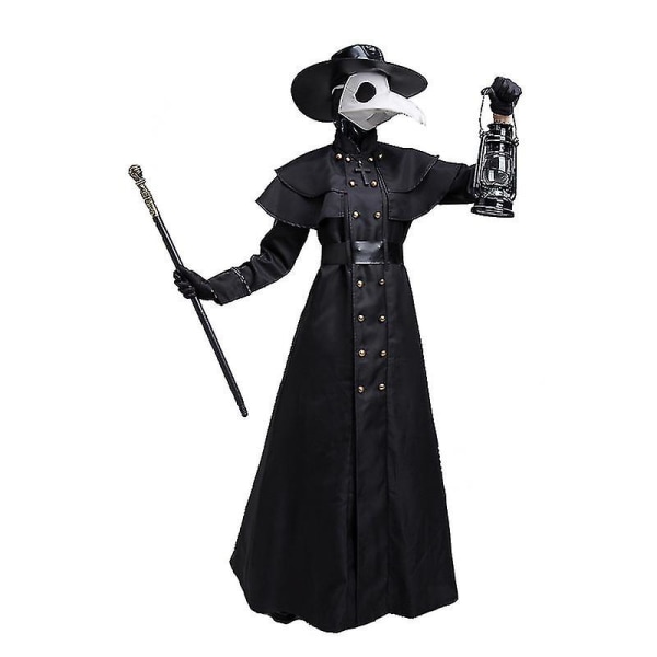 Halloweenklänningar Karneval Halloween Par Pest Läkare Dräkt Medeltiden Krigssköterska Fågelnäbb Playsuit Cosplay Fancy Festklänning Hög kvalitet Man 4XL-Wizard