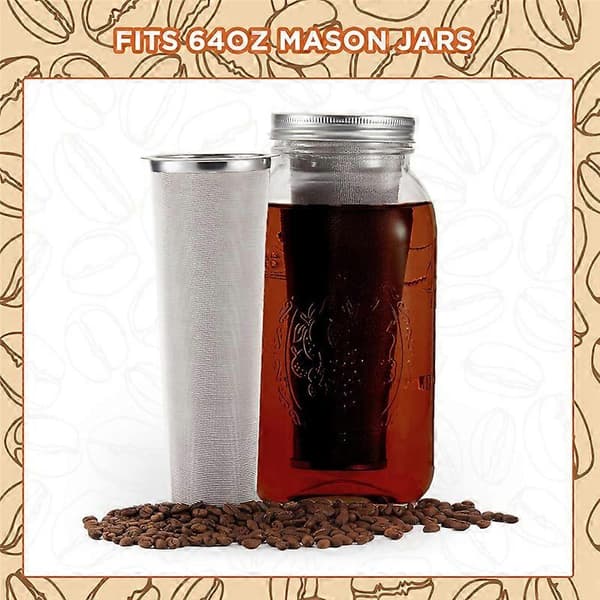 3 STK Cold Brew Kaffefilter Rustfrit Stål Filter Kaffe Te Infuser Kaffesi Masons Cannin