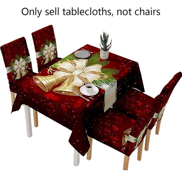 140x210cm Jul Vattentät Duk Tecknad Jultomte Bjällerklang Tryck Rektangel Matbordsöverdrag Partydekor