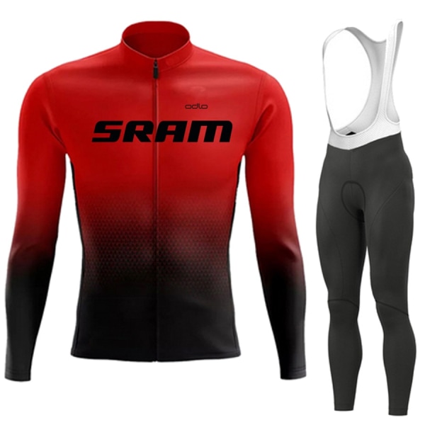 SRAM Pro Autumn Cycling Jersey Sæt Cykel Sportwear Suit MTB Uniform Ropa Ciclismo Road Bike Tøj Bicicleta Lange Bib Bukser Green L