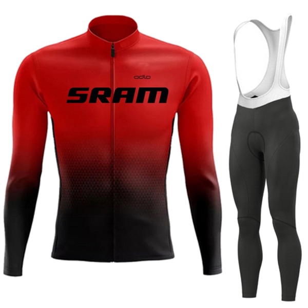 SRAM Pro Autumn Cycling Jersey Set Cykel Sportkläder Kostym MTB Uniform Ropa Ciclismo Road Bike Kläder Bicicleta Long Bib Byxor Green XXL