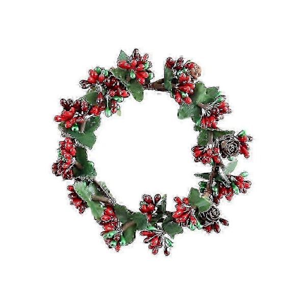 Julstjärna Ljusstake Med Bär & Tallkotte Krans Ljusring Glas Teeljus Ljusstake Dekorativ För Hem Bröllop Vardagsrum Sovrum Dekoration
