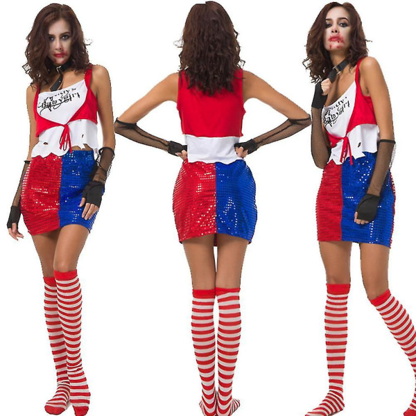 Kvinners Halloween-drakter Kvinner Rødt Kostyme Cosplay Fest Scene Topp  Skjørt Hansker Drakt Ytelsesuniformer XL e7c1 | XL | Fyndiq