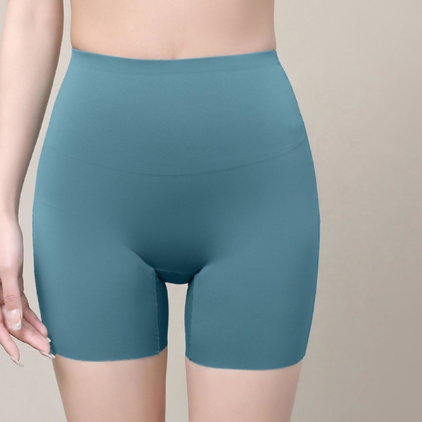 Højtalje sømløse sikkerhedsshorts ensfarvet mave hofte elevator shorts til kvinder lår slankende Dark Green L
