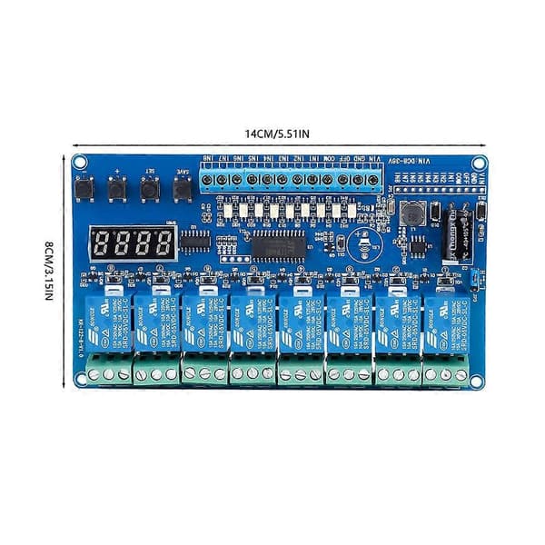8-36V 8-kanals Multifunktions Tidsforsinkelsesrelæ Interface Board Modul Optokobler LED