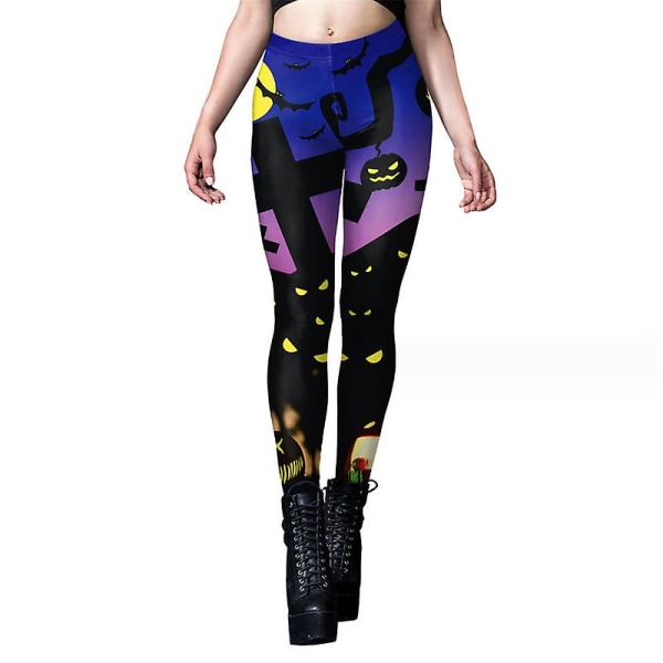 Halloween leggings for kvinner ferie yoga bukser Xmas workout Atletisk høy midje leggings med lommer for kvinner style 4 XL