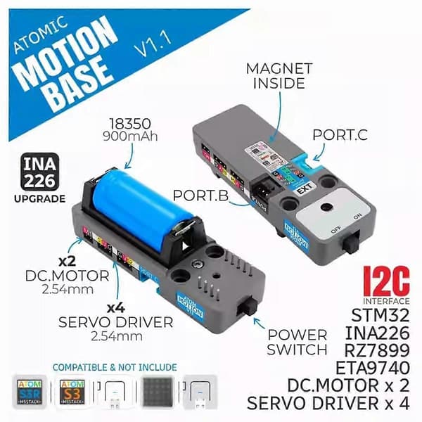 For Motion Base V1.1 Servo og DC Motor Drive Base for ATOM Hovedkontrollserie for Atom Series Con
