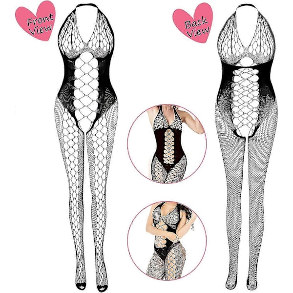 Fisknätsunderkläder för Kvinnor Fisknätsbody Spetsbodys Sexiga Babydoll Nattkläder (4-pack)