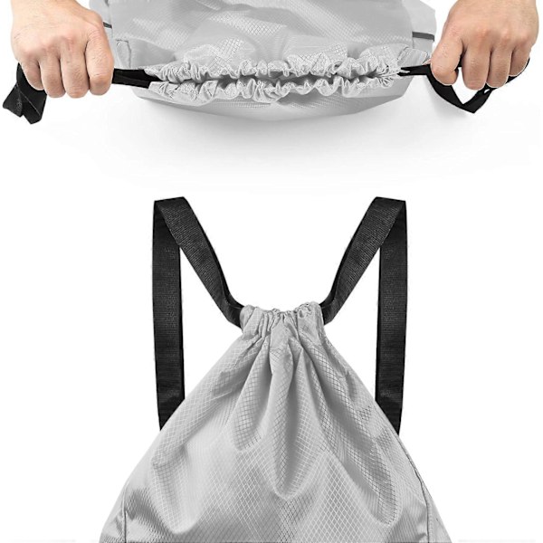 Dragskoväska, Dragsko Sportväska, Dragsko Tote Bag för Sport Gym Simning Strand Pool Resor Camping Vandring Yoga Grå