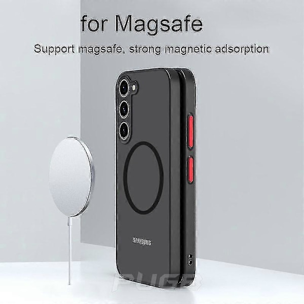 Iskunkestävä Mattapintainen Armor-kotelo Magsafe-lataukseen - Yhteensopiva Samsung Galaxy S23/s22 Ultra Plus/s21 Fe -puhelimien kanssa, magneettipidike, läpinäkyvä suojus