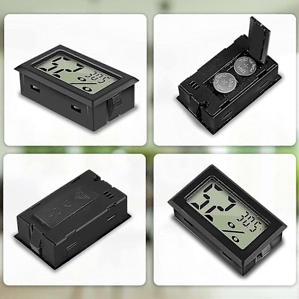 Digitalt Temperatur Fugtigheds Meter Termometer Mini Digitalt Termometer Hygrometer og Fugtighedsmåler Sort (6 Pak - Firkantet)