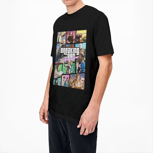 Novelty Breaking Bad Gta Collage T-shirt Mænd Kvinder Rundhalset 100 % Bomuld Kortærmede T-shirts 4xl 5xl Tøj Black L