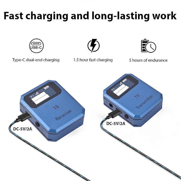 2.4G Trådløst Mikrofonsystem Lavalier Mikrofon Sender Modtager Indbygget Støjreduktion Ch
