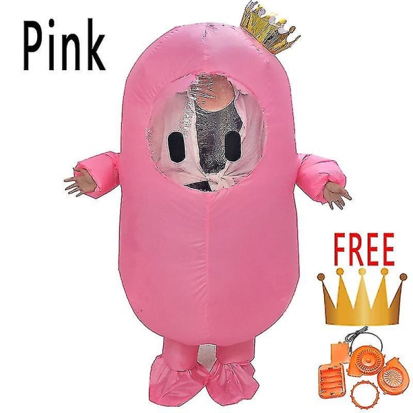 Uppblåsbar dräkt Flicka Kvinnor Män Barn Vuxen Fall Jellybean Spel Kille Anime Halloween Födelsedagsfest Disfraz Inflable Suit Hög Kvalitet Pink Child 100*155cm