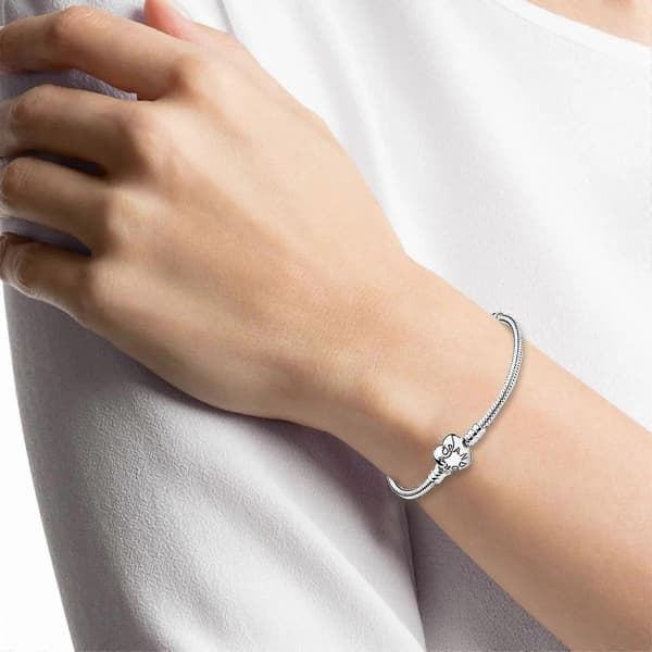 Sterling Pandora Ormstickad Armband Med Cylinderlås A3 23cm