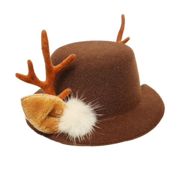 Retro Fisherman Hat Enkel Jazz Hat Xmas Top Hat Outdoor Thermal All-match Mann Kvinne til Halloween Jul Del Coffee color antlers