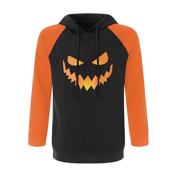 Græskar Halloween Kostume Hættetrøje Pullover Hættetrøje ORANGE BLACK STYLE 2 L