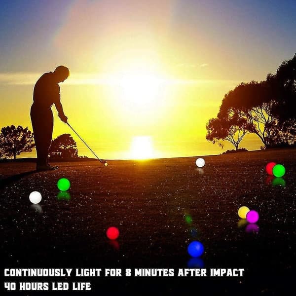 6 stk. LED Selvlysende Golfbolde, Blinkende Selvlysende Golfbold, Natlys