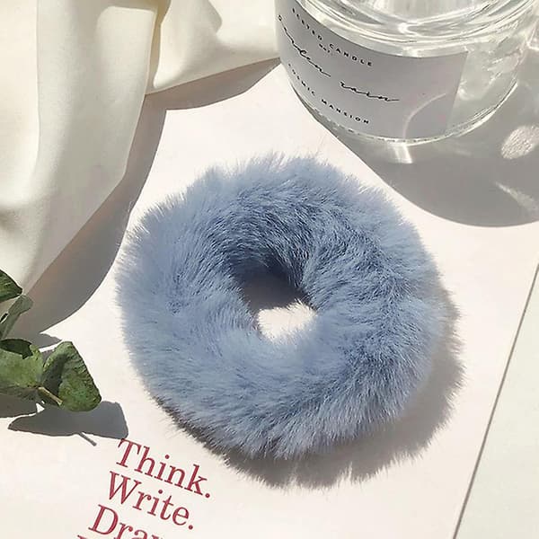Mote Fluffy Scrunchie Elastisk Hårstrikk Tau Bånd Rund Jenter Kvinner Scrunchie