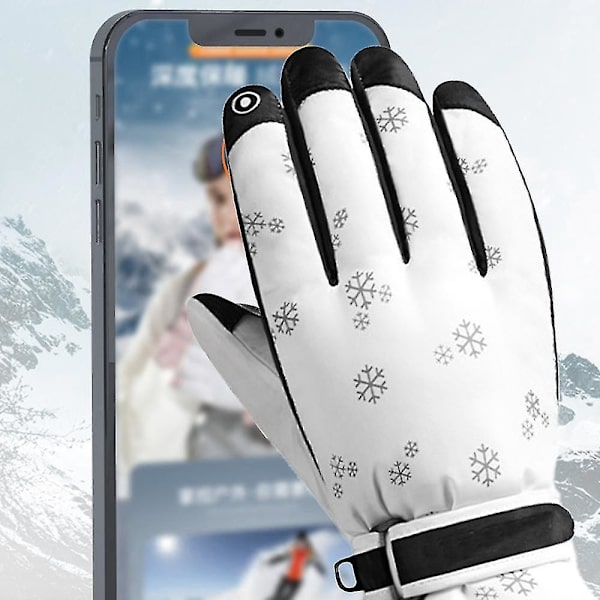 Lumihanskat Vedenpitävät Talvi Ski Gloves Lämpimät neutraalit käsineet Cheese White (Snowflake) SK22