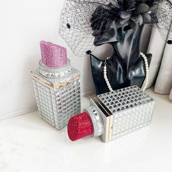 Vintage Rhinestone Clutch -käsilaukku huulipunamuodolla äitienpäiväksi