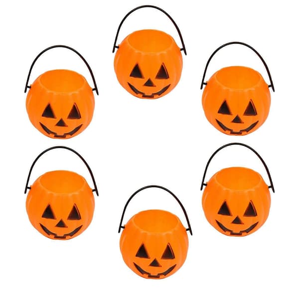 6x Halloween Gresskarbøtter Godteribøtteholder Dekorasjon for Gaver