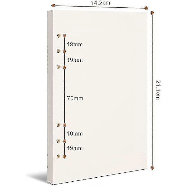 A5 Fyllnadspapper, 6-håls Hålslagning För 6-rings Pärmar, Blankt Löst Blad Papper, 14,2 X 21,1cm
