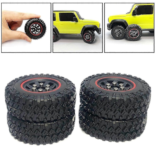 4kpl 1/16 Kumirenkaat Xmykc01cm Jimny Rc Harrasteauto Maastoauton DIY Lisävarusteosat - Punainen