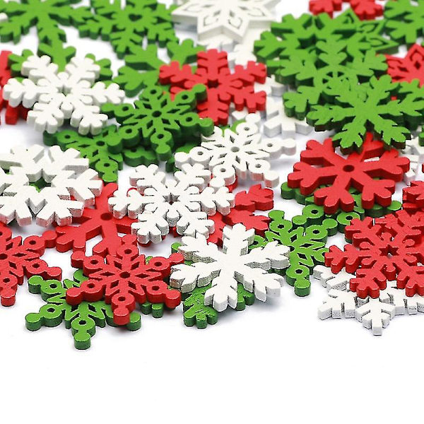 50 st 20/25 mm blandad träskiva julsnöflinga Scrapbooking för julutsmyckning Hantverk DIY Hantverk dekoration Mixed 25mm